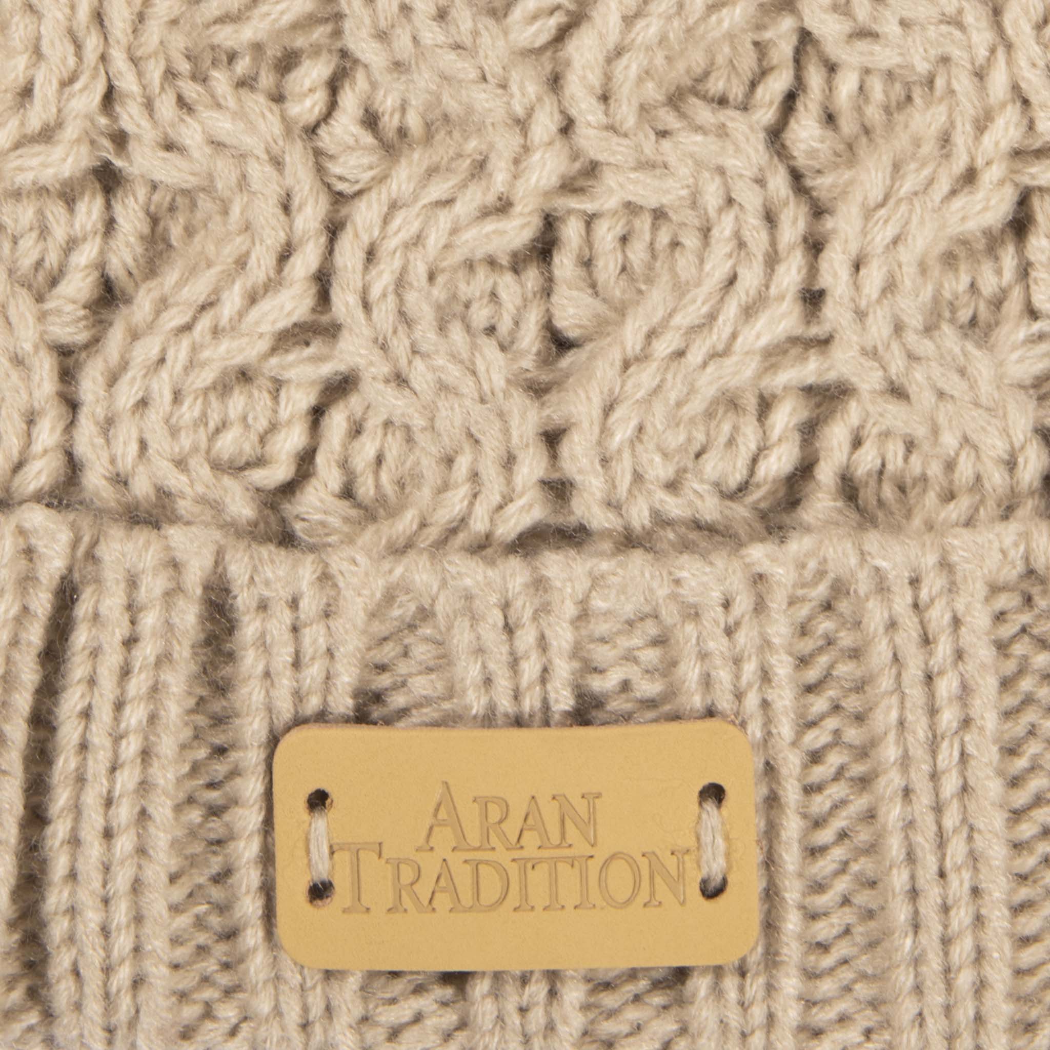 Aran Cable Knit Beanie Hat | Traditional Honeycomb Design