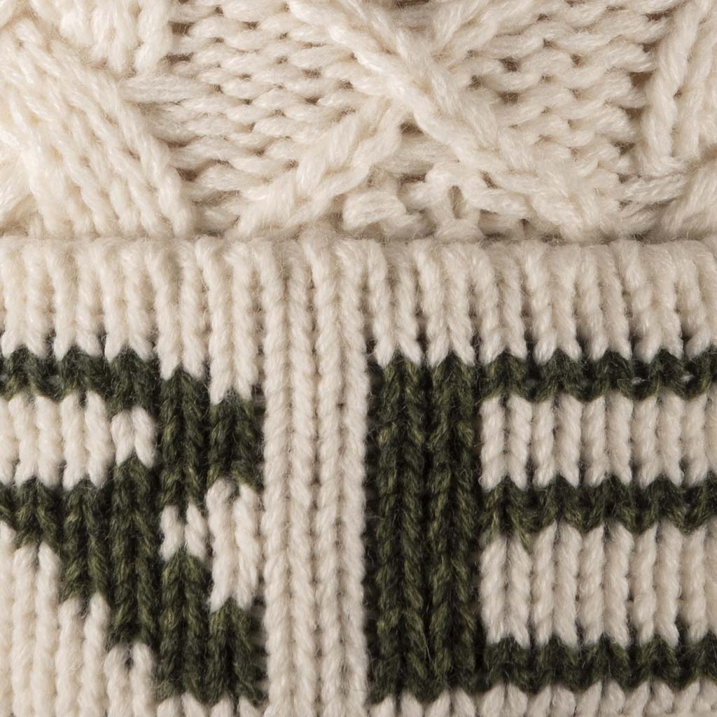 Aran Diamond Cable IRELAND Pom Pom Hat | Soft Microfleece Lining