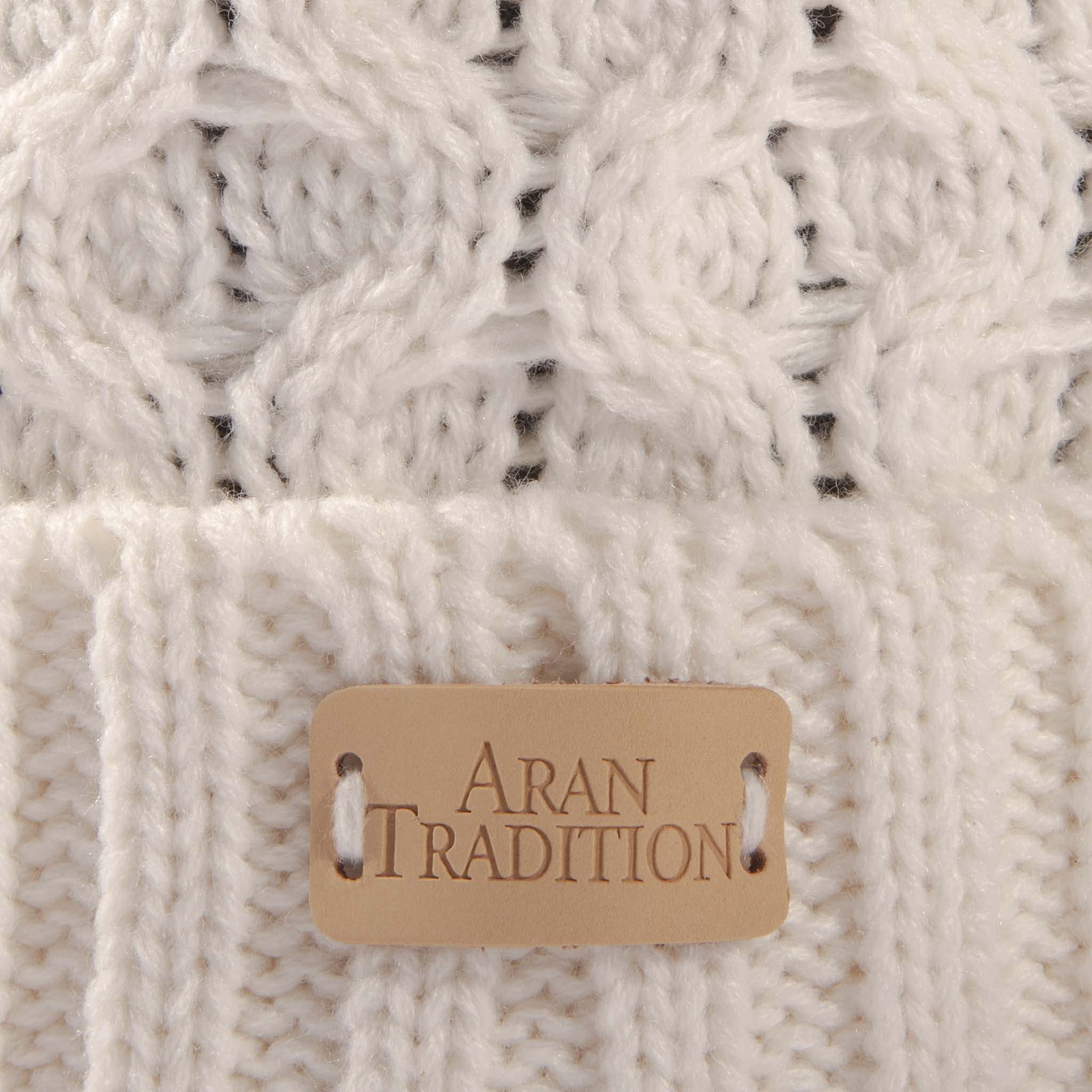 Aran Cable Knit Beanie Hat | Traditional Honeycomb Design