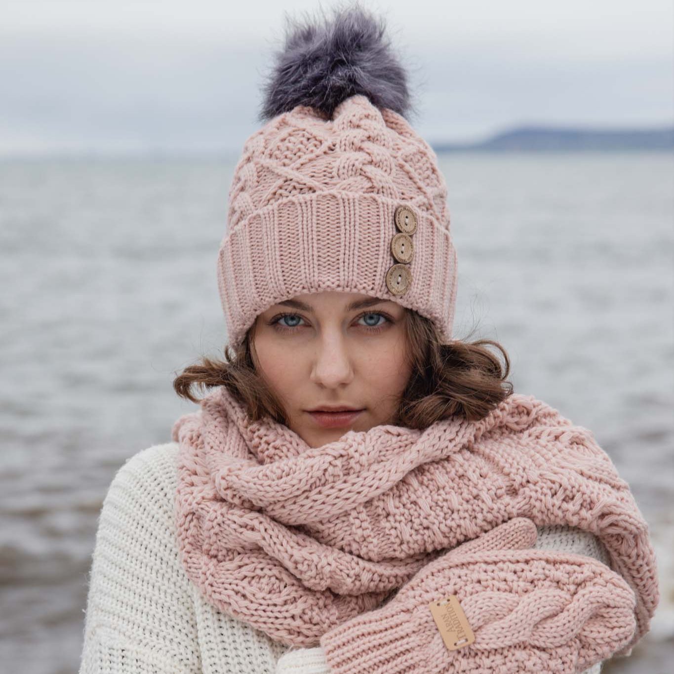 Blush Pink Colour Collection: Acrylic Knit Winter Accessories