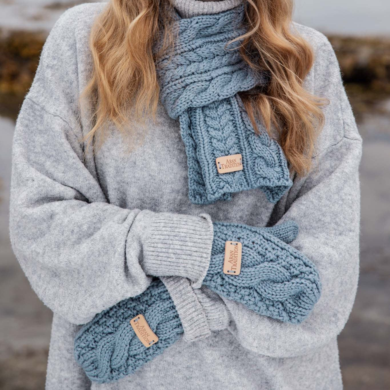 Stay Cozy & Chic with Aran Cable Knit Mittens | Diamond Cable Design