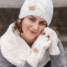 Aran Classic Cable Fingerless Gloves | Soft Cozy Knit Design