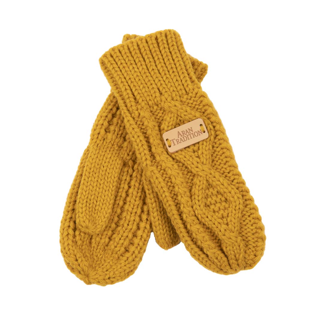 Stay Cozy & Chic with Aran Cable Knit Mittens | Diamond Cable Design